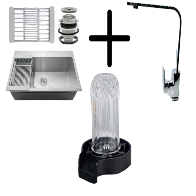 pack  3 en 1 évier 60/45 + mitigeur + lavegoblet