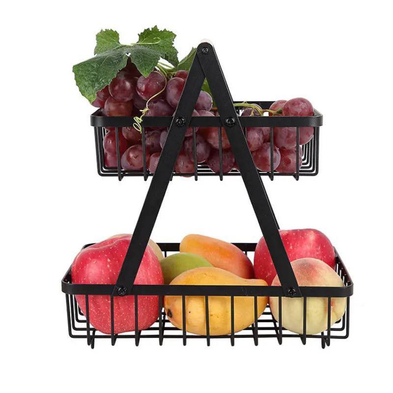 Panier de rangement pour fruits en métal à 2 couches lavable et antirouille