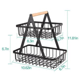Panier de rangement pour fruits en métal à 2 couches lavable et antirouille